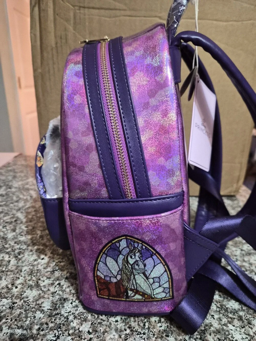 Loungefly Disney Rapunzel Glitter Stainglass Mini Backpack